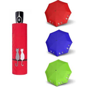 Doppler Magic Fiber CATS FAMILY Dámsky plne-automatický dáždnik s mačkami červená 7441465C05