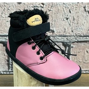 Pegres Barefoot BF40 Detské zimné členkové topánky ružové 25