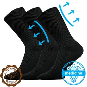 LONKA ponožky Zdravan black 3 páry 35-37 109569