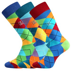 LONKA ponožky Dikarus kockované/mix A 3 páry 39-42 114214