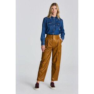 NOHAVICE GANT D1. PLEATED LEATHER PANTS hnedá 34