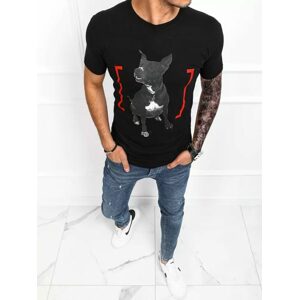 Čierne bavlnené tričko s modernou potlačou Dog