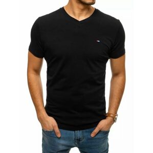Štýlové tričko v čiernej farbe s V-výstrihom