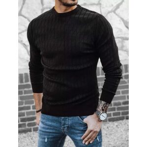 Trendový pletený sveter v čiernej farbe