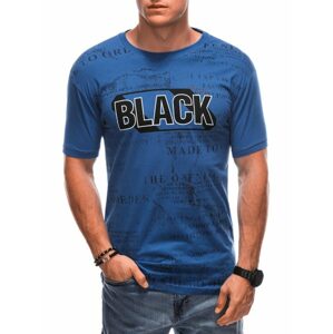 Jedinečné modré tričko s nápisom BLACK S1903