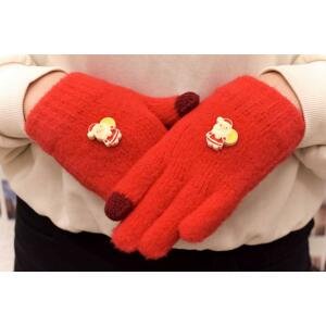 Dievčenské červené mohérové rukavice ABIES