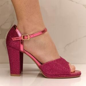 Dámske ružové trblietavé sandále ENVITA