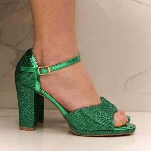 Dámske zelené trblietavé sandále ENVITA