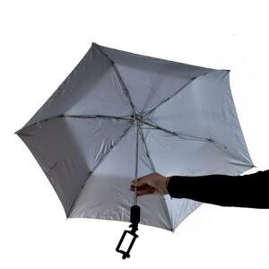 Unisex sivý dáždnik so selfie tyčou