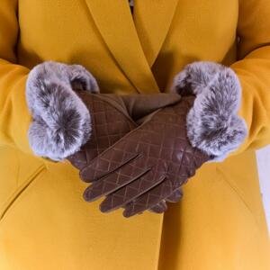 Dámske hnedé rukavice EMMA