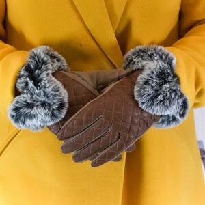 Dámske hnedé rukavice EMMA