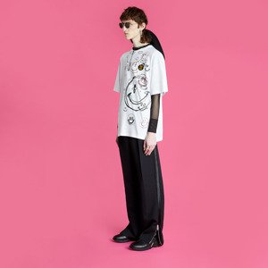 RAF SIMONS Big Fit T-Shirt With Student Drawing Print White