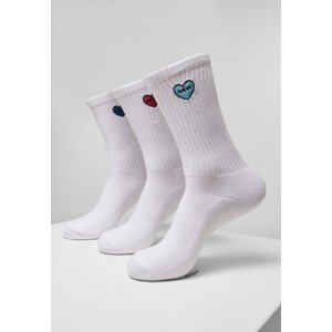 Mr. Tee Heart Embroidery Socks 3-Pack white - 39–42