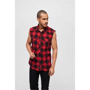 Brandit Checkshirt Sleeveless red/black - L