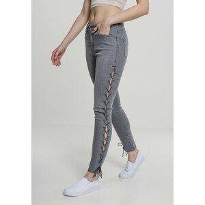 Urban Classics Ladies Denim Lace Up Skinny Pants grey - 26