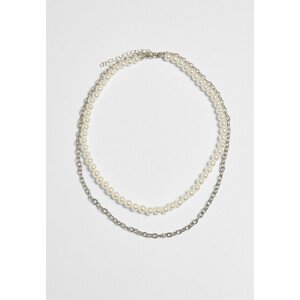 Urban Classics Pearl Layering Necklace silver - UNI
