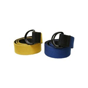 Urban Classics Easy D-Ring Belt Kids 2-Pack black/royal+black/yellow - UNI